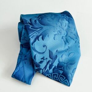 100% Silk Blue Swirl Pattern Versace Tie Vintage